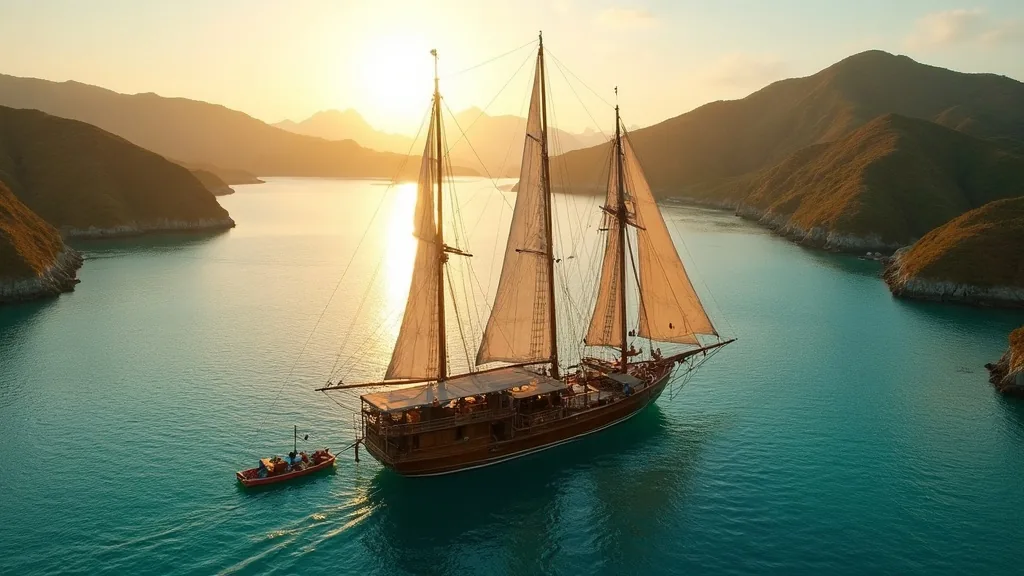 Phinisi liveaboard anchored below the Padar Island ridge during a 5 day Komodo itinerary